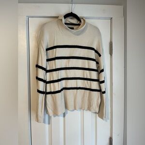 Banana Republic Cream and Black Turtleneck Sweater